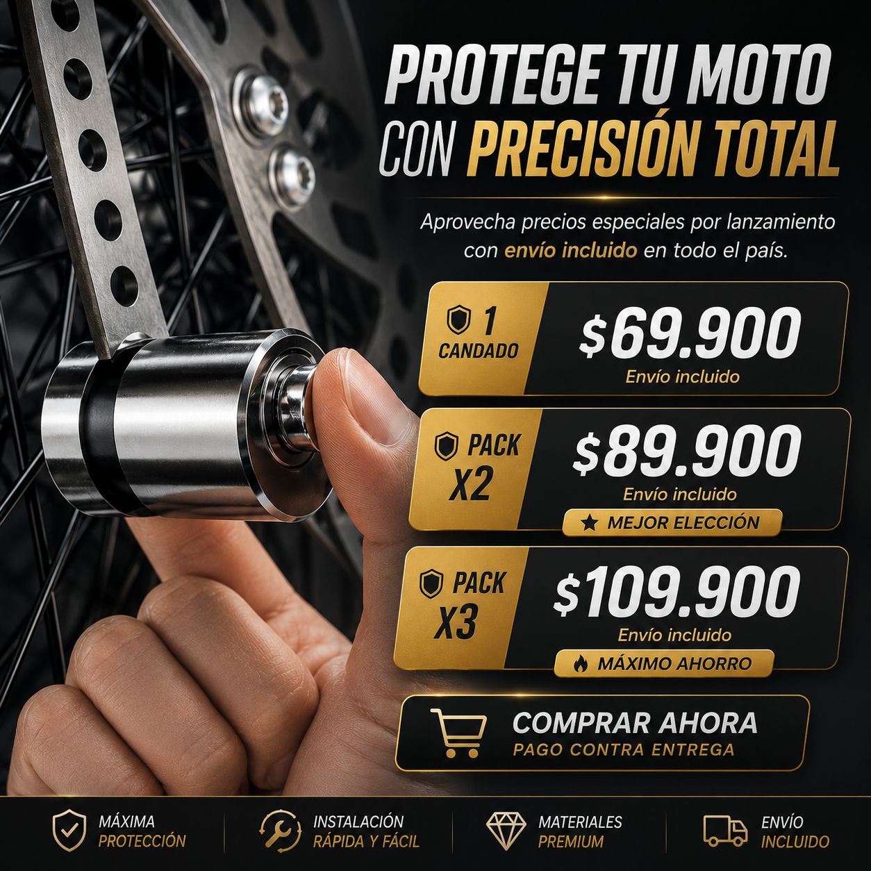 Candado Antirrobo para Freno Disco de Moto