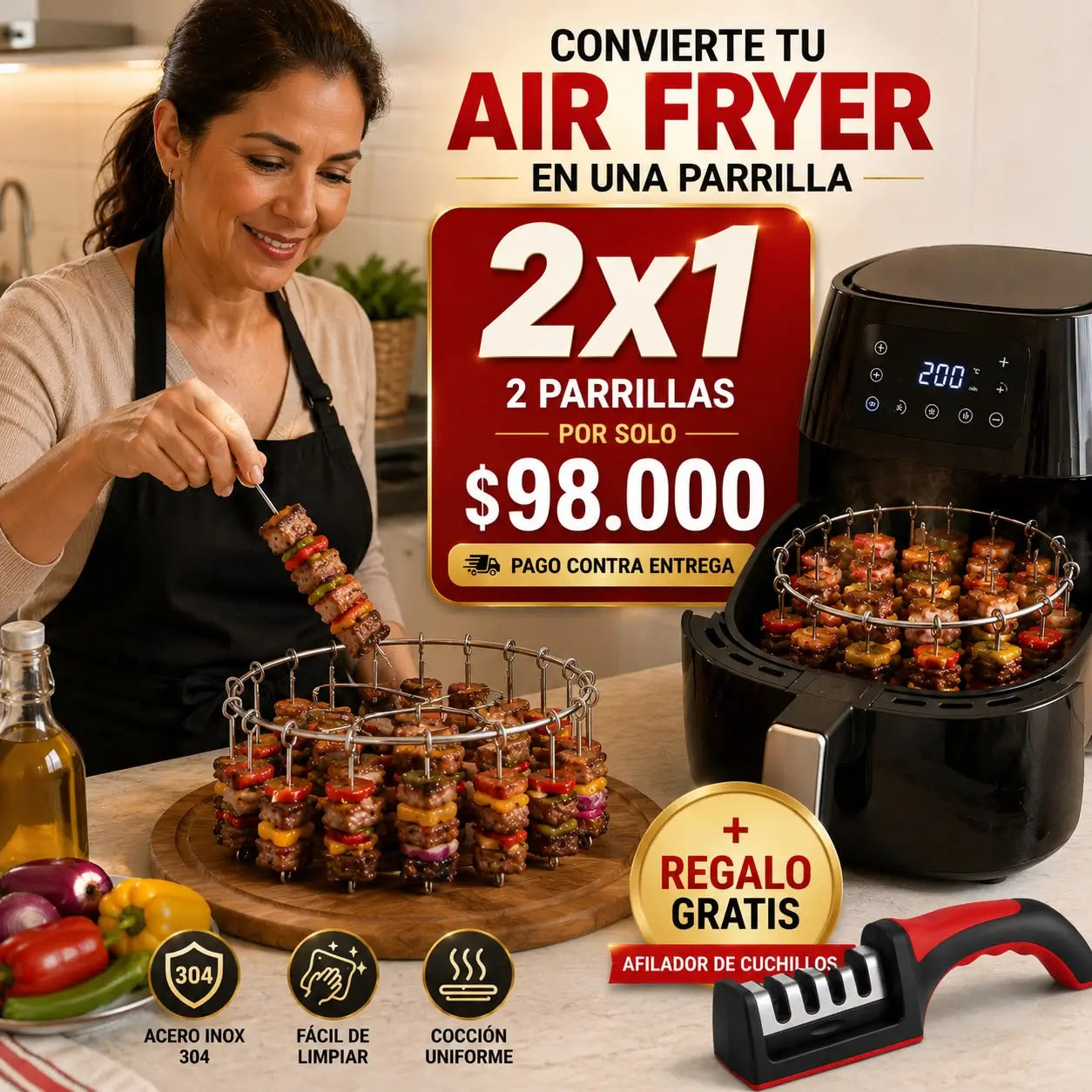 Combo Parrillas Inoxidable x2 + Regalo
